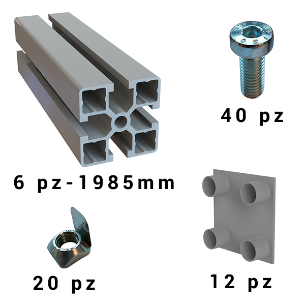 45x45leggero-1985mm-dado-m8-molla-tappo-vite-m8x20-kit-milper